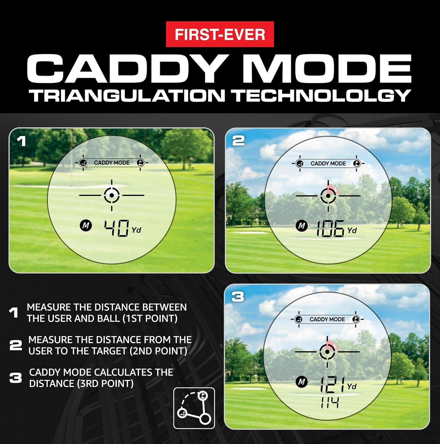 Golf Laser Rangefinder 6X Magnification Pin Lock Rechargeable HD Display