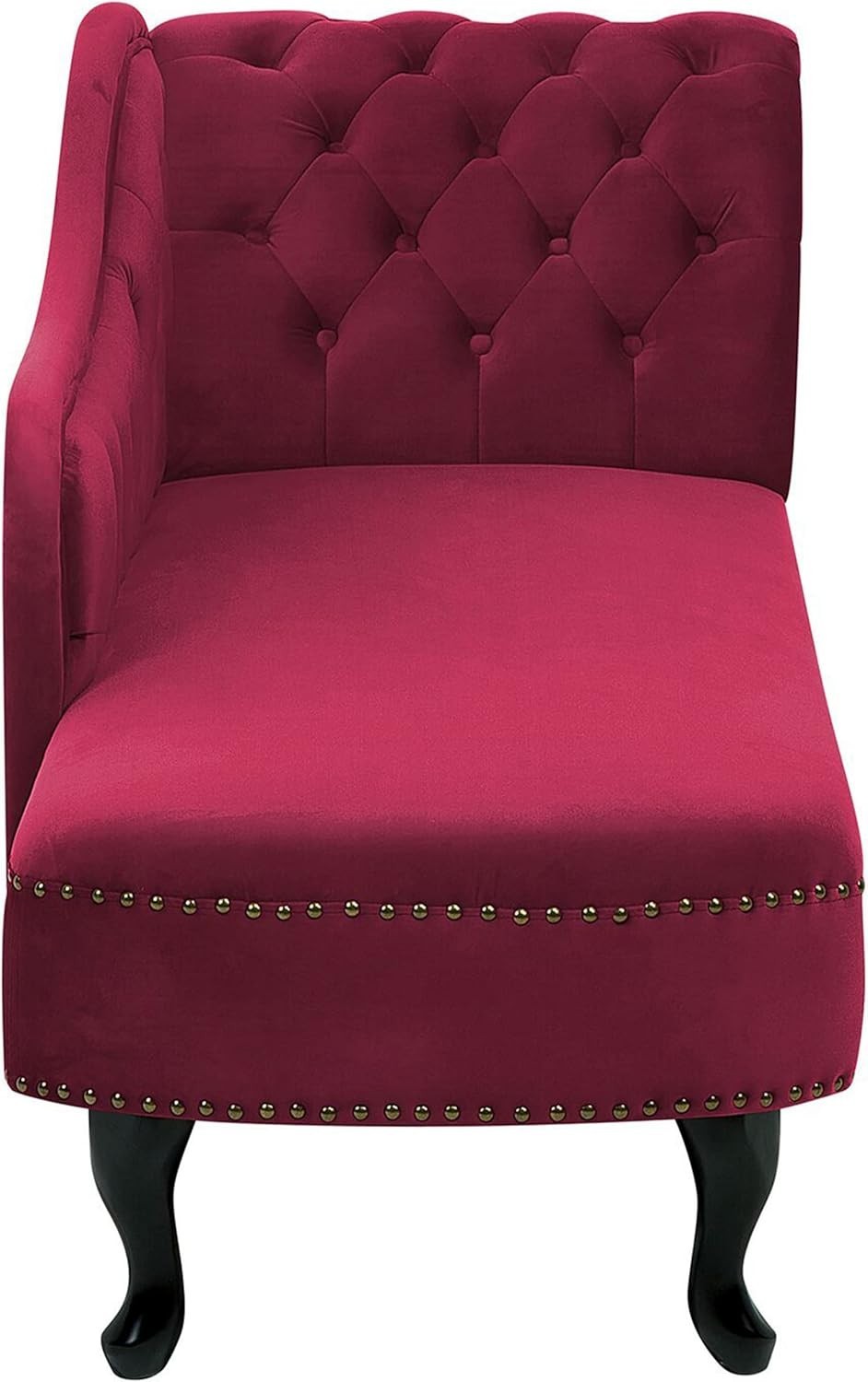 Velvet Chesterfield Chaise Lounge Right Hand Sofa Tufted Burgundy Seat