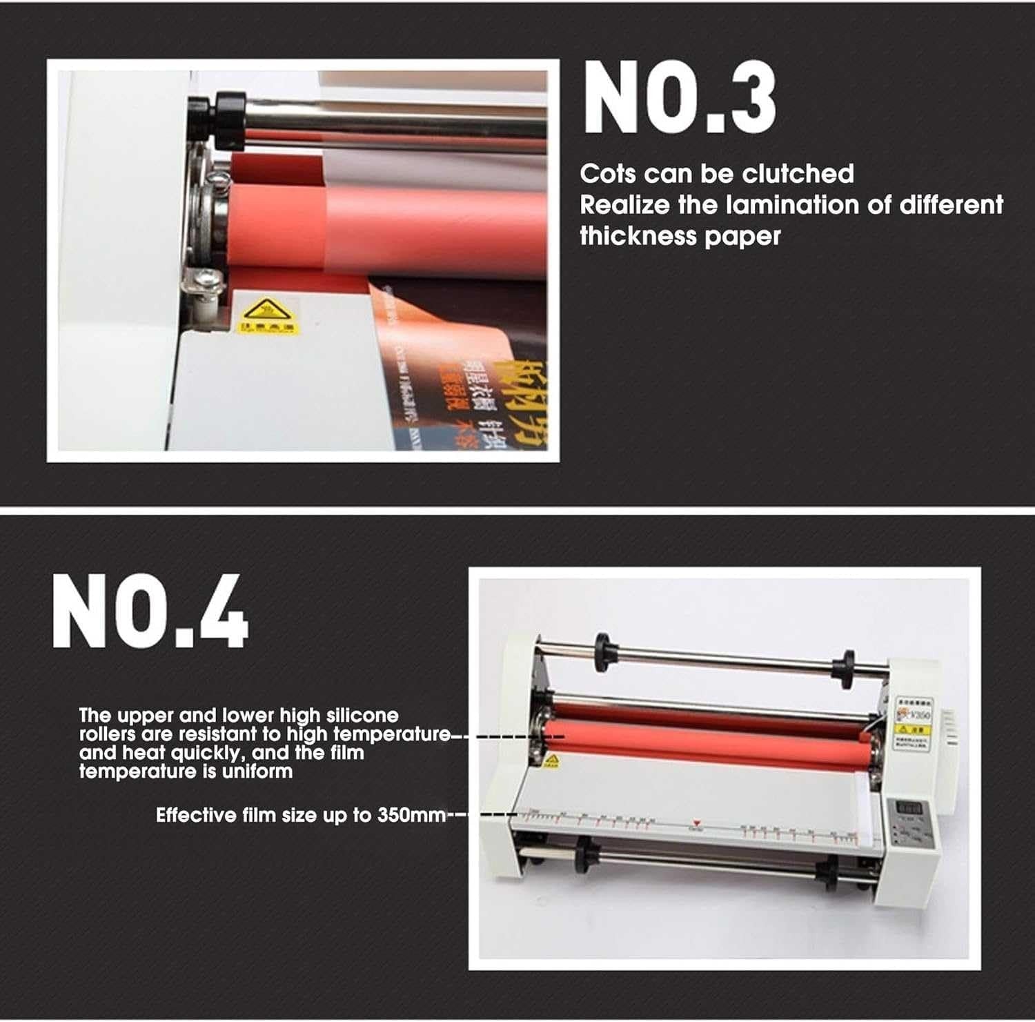 17” Hot Cold Roll Laminator 1-Min Warm Up Silent Adjustable Office