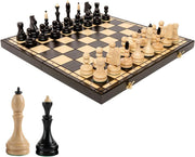 Tournament Wooden Chess Set 50cm Inlaid Foldable Board Staunton No.5 Pieces