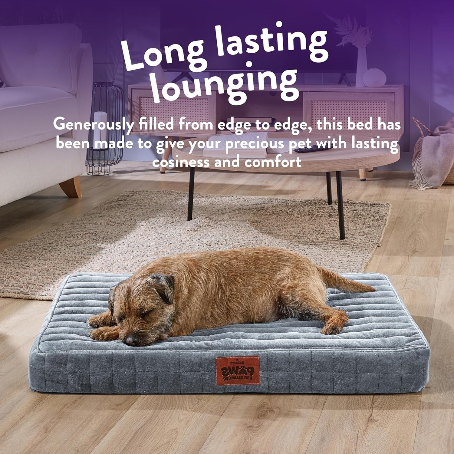 Medium Orthopedic Dog Bed 90x60x10cm Washable Crate Mat Grey