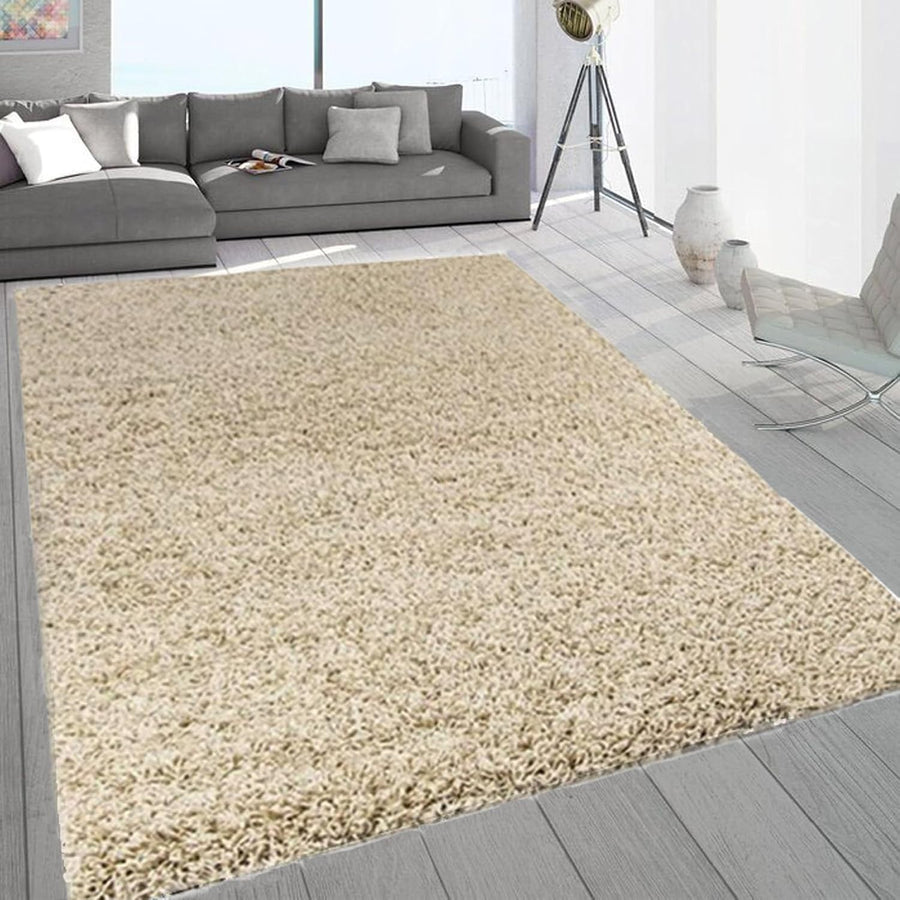 Extra Large Shaggy Rug 160x230cm 5cm Thick Soft High Pile Light Beige Carpet