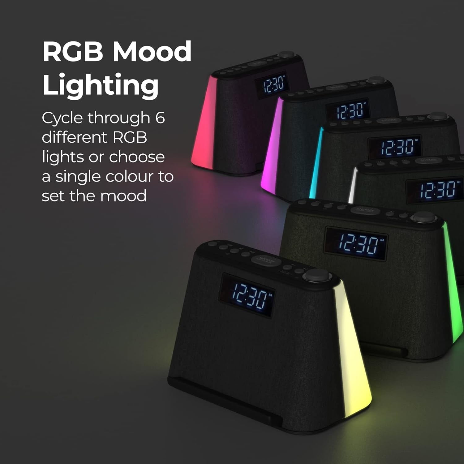 Wireless Charging Alarm Clock Bluetooth Speaker FM Radio Qi USB Night Light