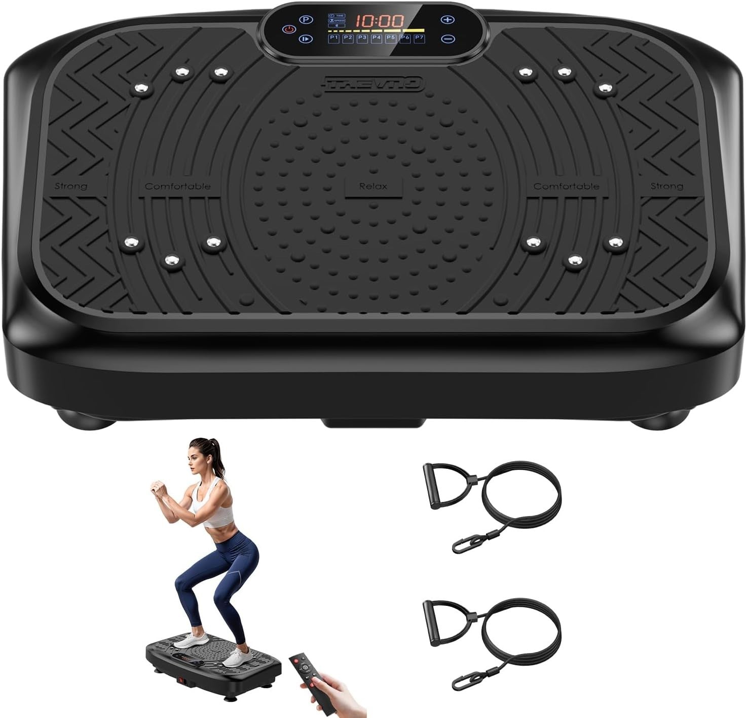 Pitch Black Vibration Plate Exercise Machine 199 Speeds 450lb Capacity