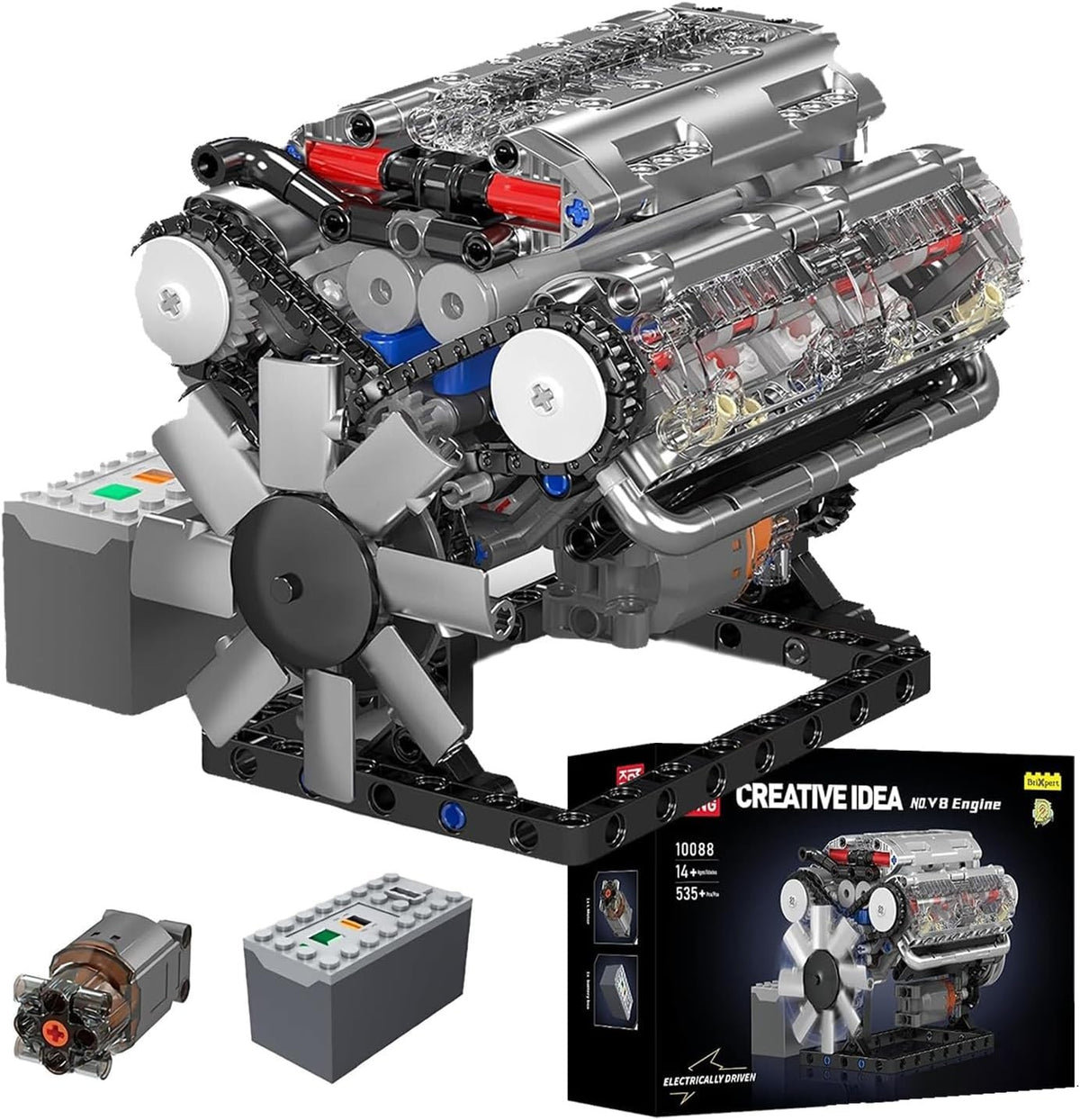 Mini V8 Engine Model Kit 535pcs DIY STEM Motor Build Educational Mechanical Toy