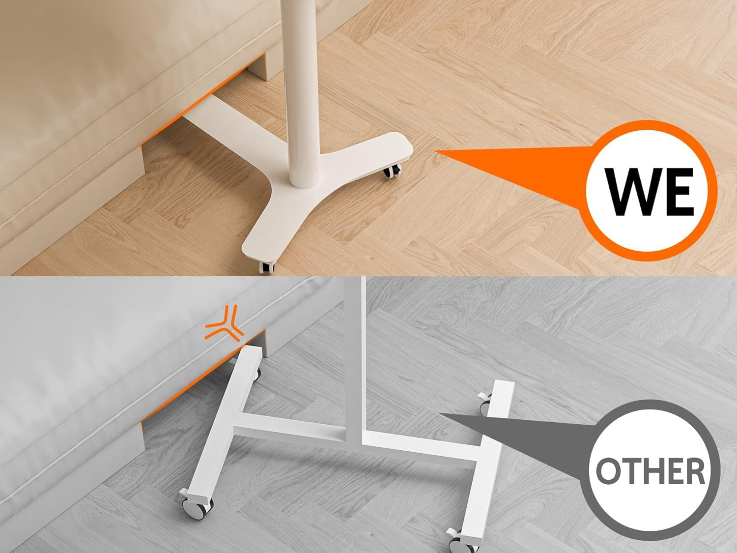 Mobile Standing Desk on Wheels Adjustable Pneumatic Overbed Laptop Table