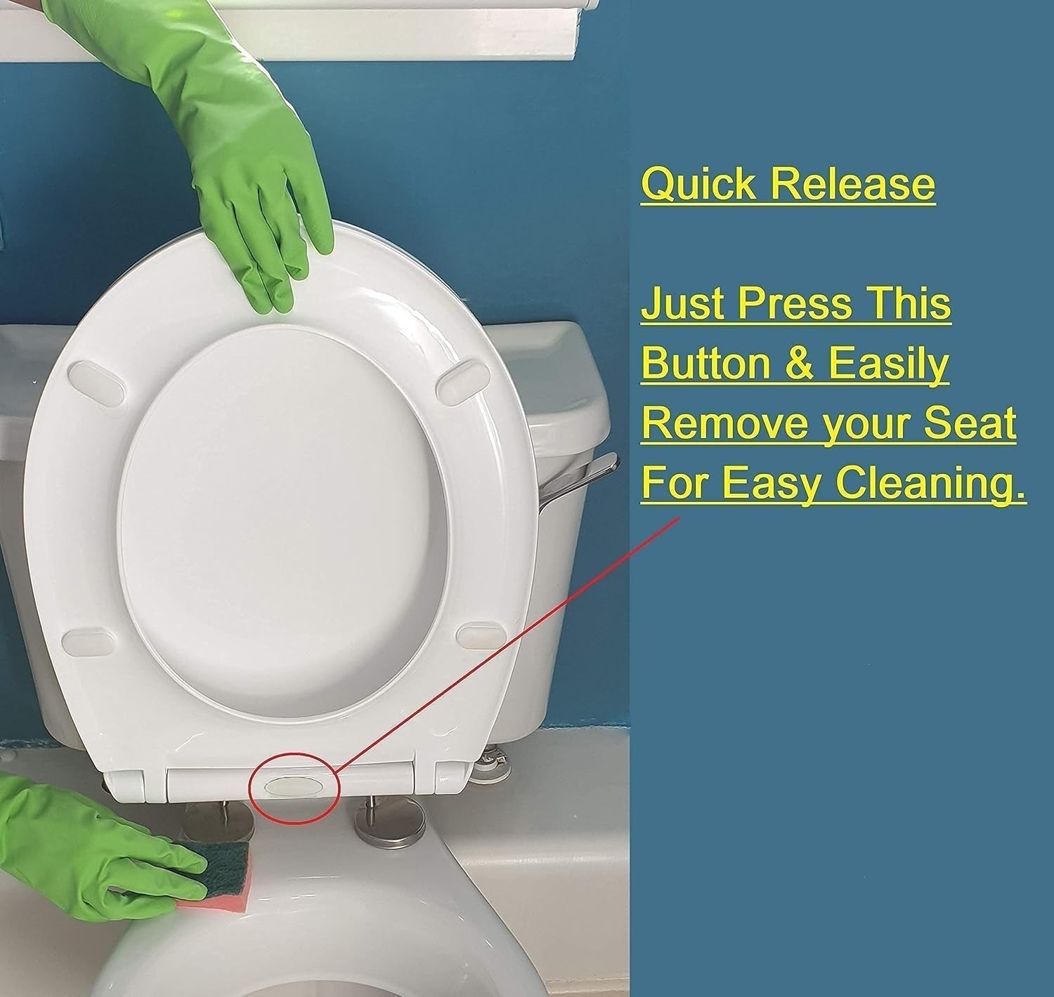 Oval Toilet Seat Soft Close Quick Release PP Top Fix Blind Hole Easy Install