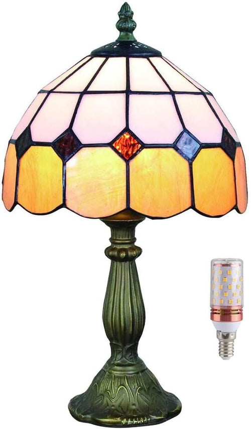 8" Tiffany Style Stained Glass Table Lamp Bedside Night Light with Bulb