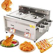 Commercial Gas Deep Fryer Dual 10L Stainless Steel Countertop Fryer