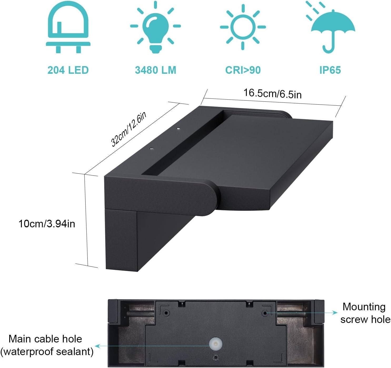 45W LED Outdoor Waterproof Wall Light | Adjustable Modern Anthracite Lamp