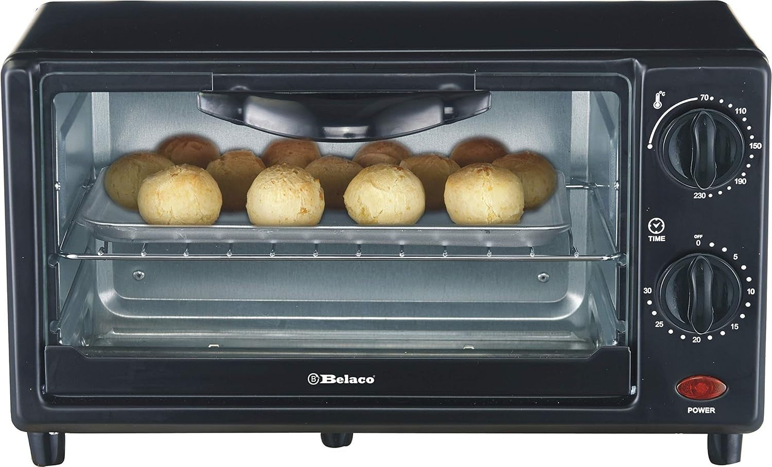 Compact 9L Toaster Oven 650W Adjustable Temp 100-250°C Baking & Toasting