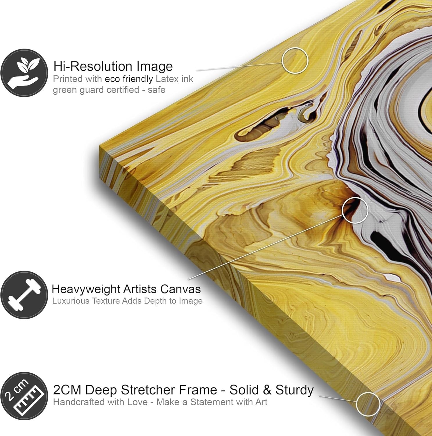 Large Abstract Canvas Wall Art Mustard Yellow Grey Modern Decor