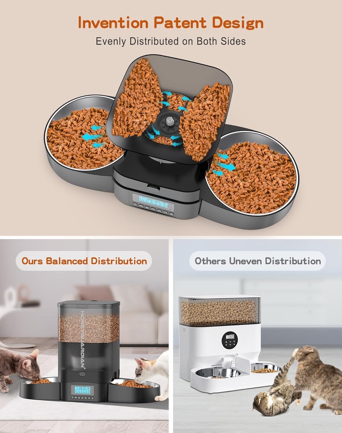 Automatic Cat Feeder for 2 Cats 3.5L Dual Bowl Timer Food Dispenser