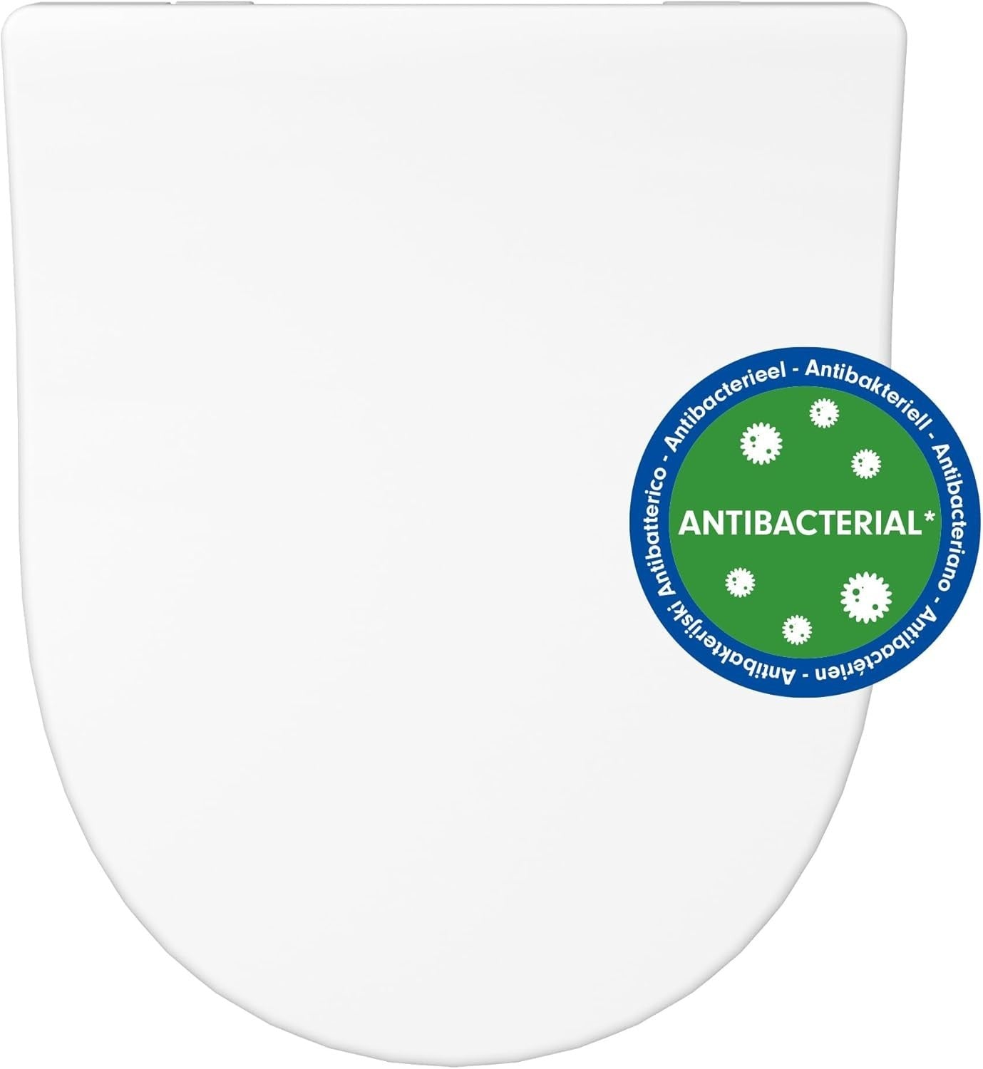 D-Shape Soft Close Toilet Seat Antibacterial Quick Release White