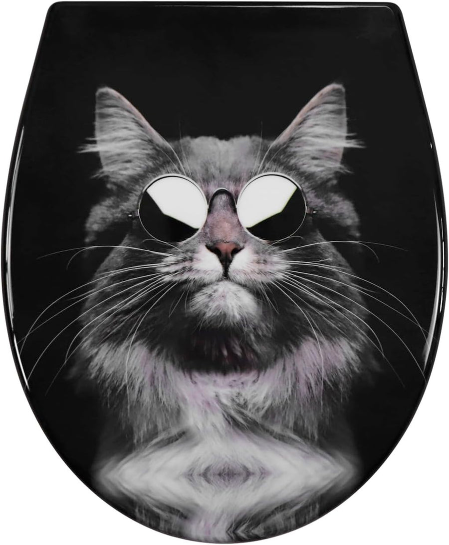 Black Cat Soft Close Toilet Seat Quick Release Top-Fix Duroplast 45x37cm