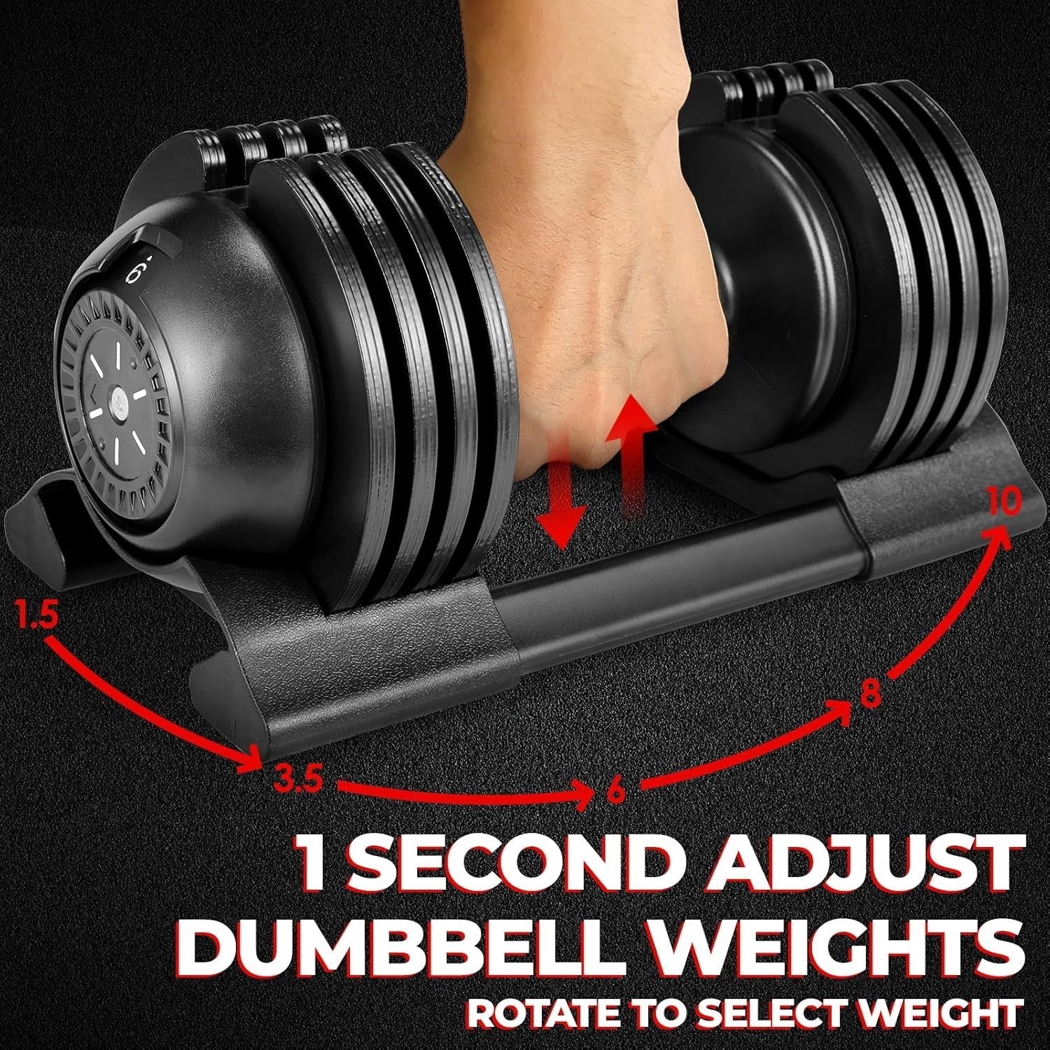 Adjustable Dumbbell Set 20kg Pair 5-in-1 Quick Change Non-Slip Home Gym