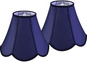 Navy Blue Bell Lamp Shades 2pc -Petal Edge Braid Scalloped Medium