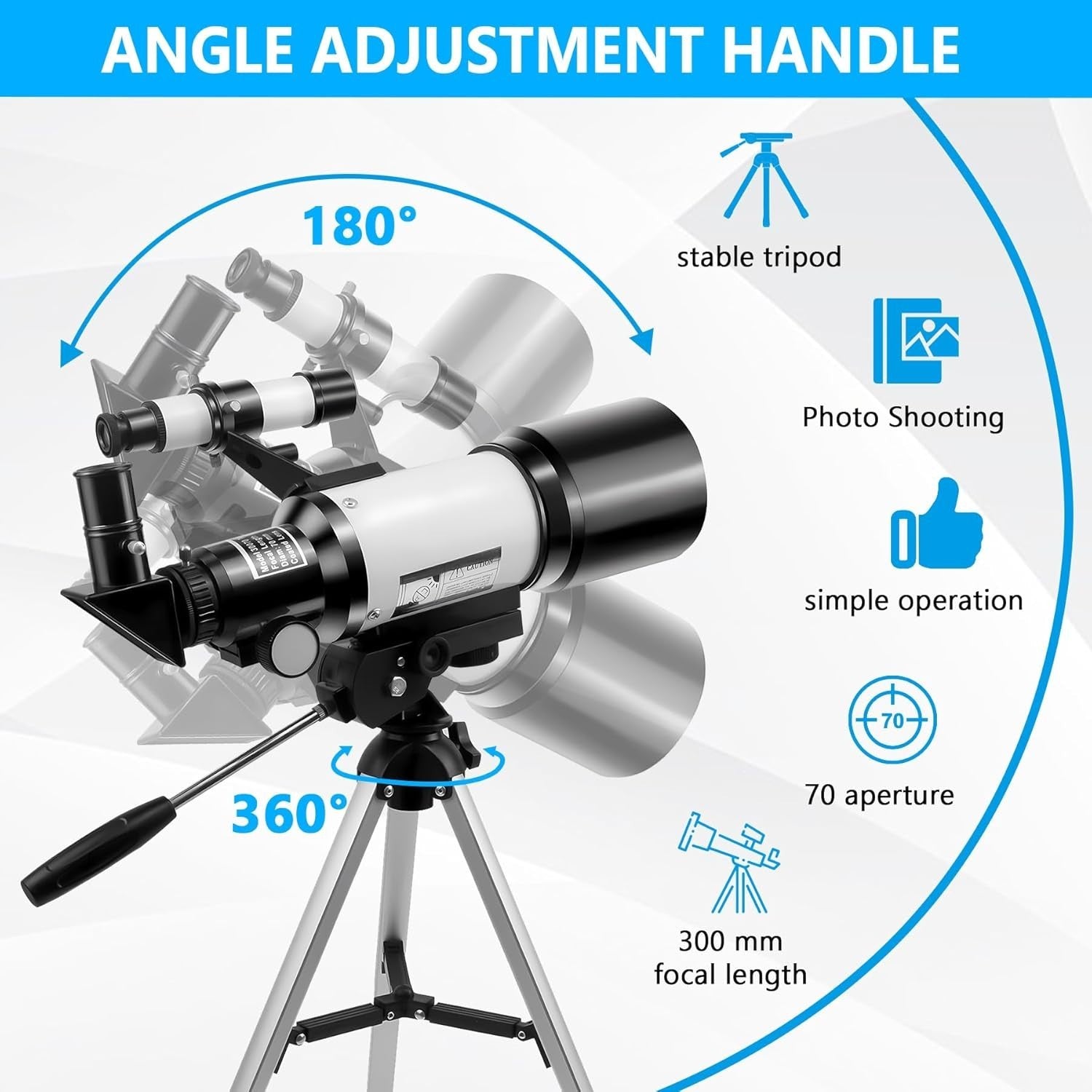 Telescope for Kids & Adults 150X with Phone Adapter & Adjustable Tripod