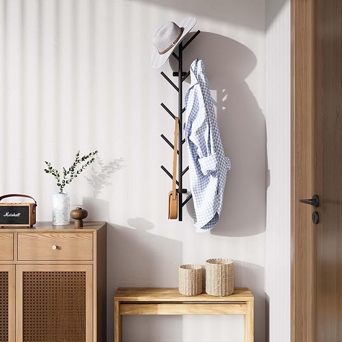 Coat Hooks Wall Mounted - 100 cm Metal Coat Rack with 11 Hooks, Wall Coat Hook