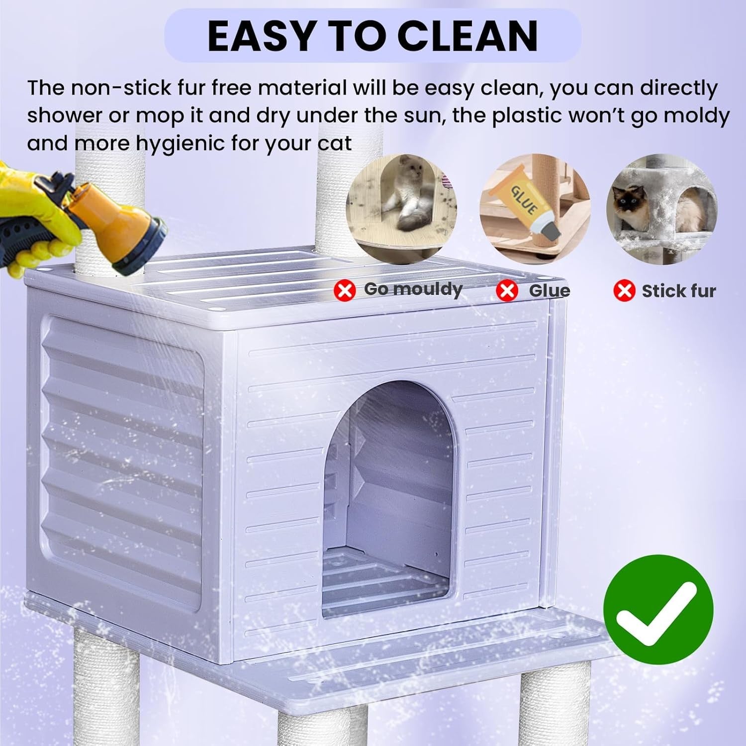 61.5 Inch Cat Tree Tower With Weatherproof Condo Indoor Outdoor Large Cats
