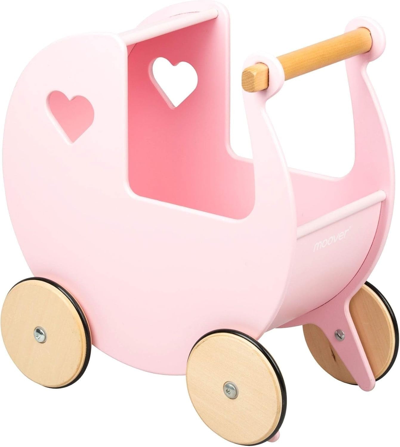 Wooden Doll Pram Push Along Toy Birch Wood Toddler Walker 18m+