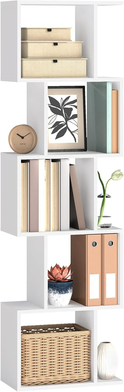 6-Tier White Cube Bookcase Room Divider Modern Display Storage Shelf 159cm