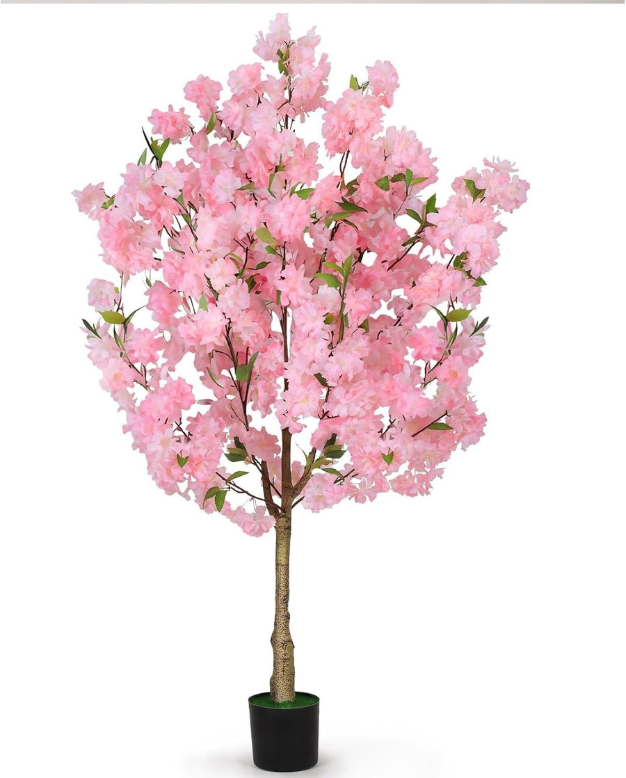 120cm Pink Artificial Cherry Blossom Tree Faux Flower Potted Decor Home Office