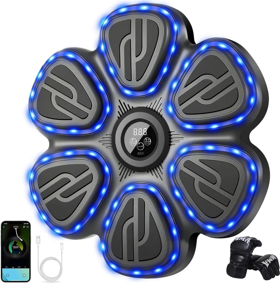 Music Boxing Machine LED Punch Trainer Bluetooth Wall Mounted Gloves