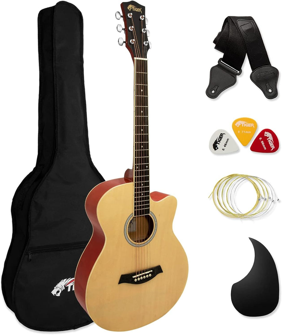 Full Size Cutaway Acoustic Guitar Starter Pack Natural
