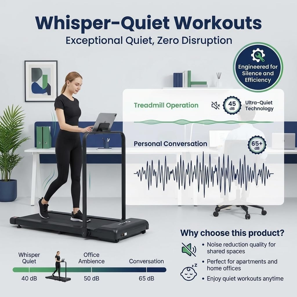 Under Desk Walking Treadmill Foldable Quiet Home Gym 1-10Km/H LED Display