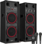 Bluetooth Karaoke Speaker System 1200W 2x10" Party Speakers w/ Mics