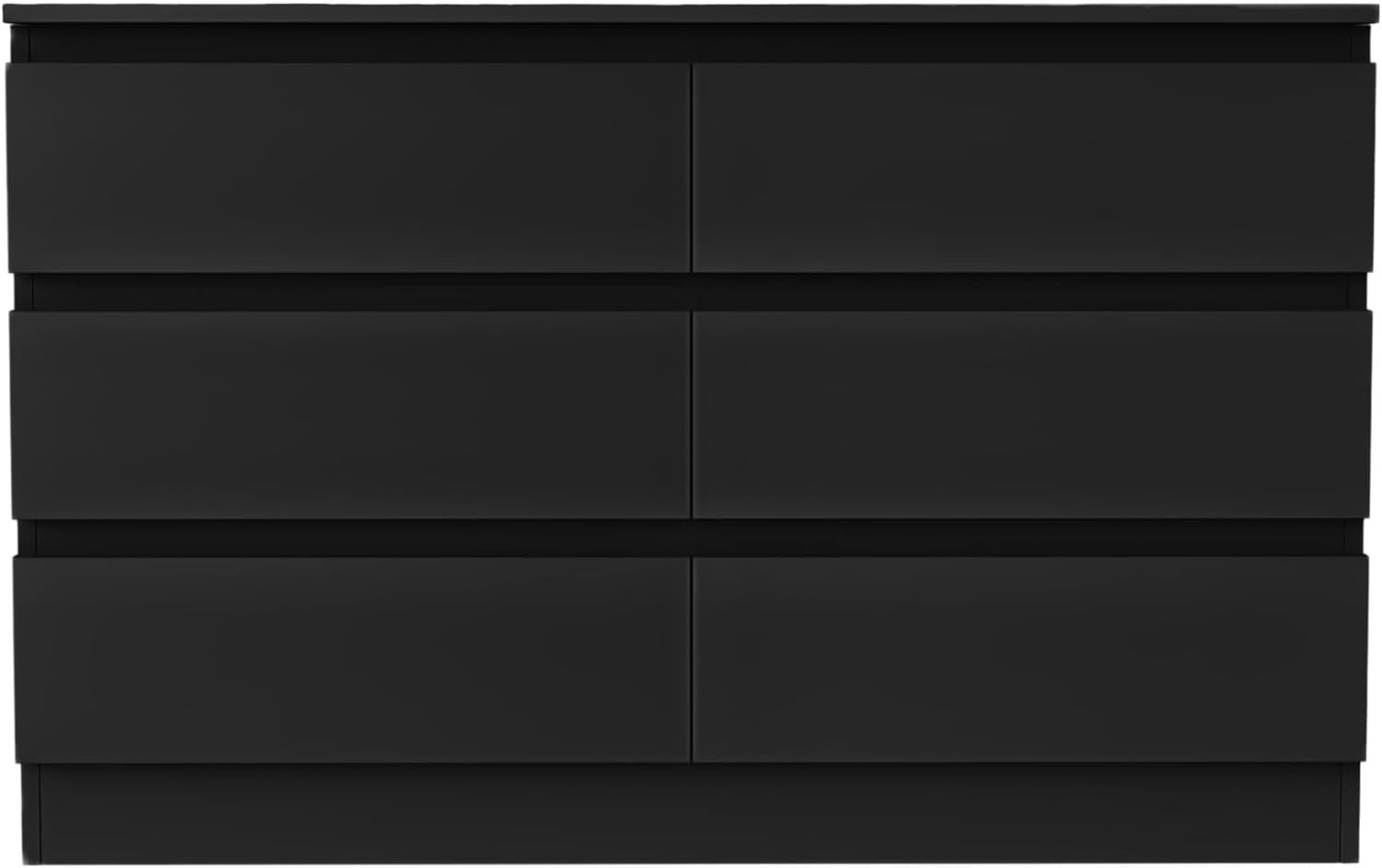 Black 6 Drawer Chest Dresser Unit Bedroom Storage Cabinet Modern MDF