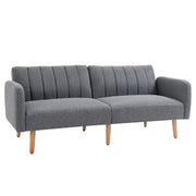 2 Seater Sofa Bed Grey Click Clack Couch w/ Split Backrest Guest Sleeper