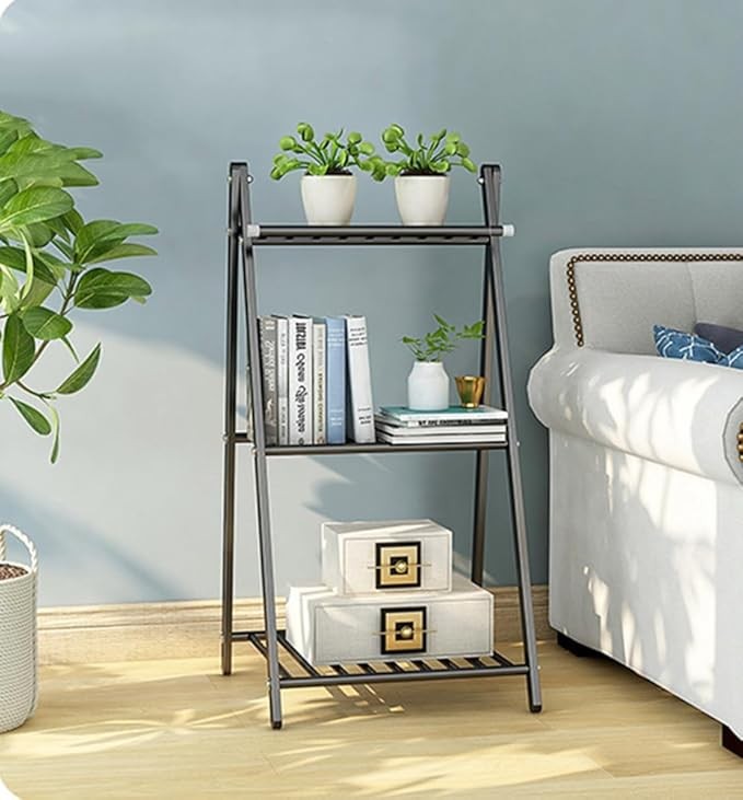 2 Tier Metal Plant Stand Ladder Shelf Indoor Outdoor Flower Pot Holder Silver