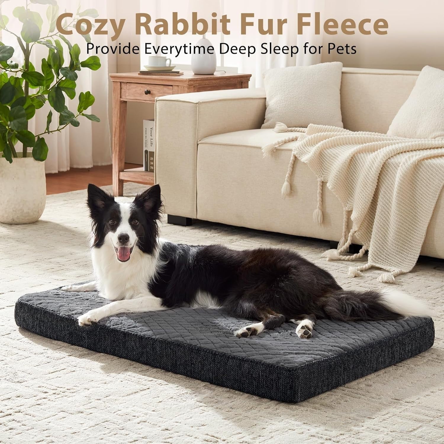 XXL Orthopedic Dog Crate Bed 119x74cm Memory Foam Washable