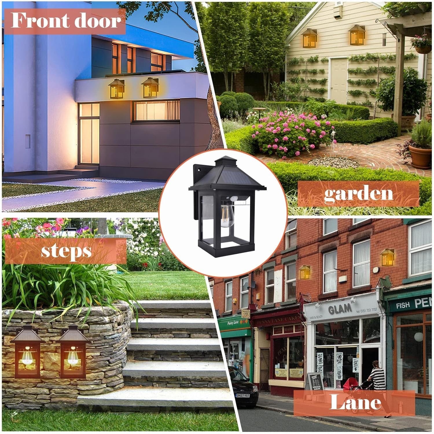 2 Pack Solar Wall Lights Outdoor Motion Sensor 3 Modes IP65 Black