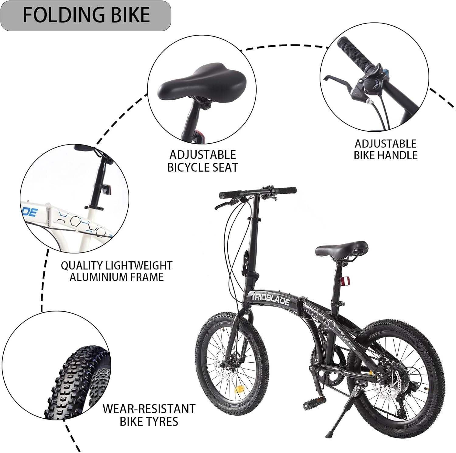 20 Inch Folding Commuter Bike 7-Speed Shimano Lightweight Aluminum
