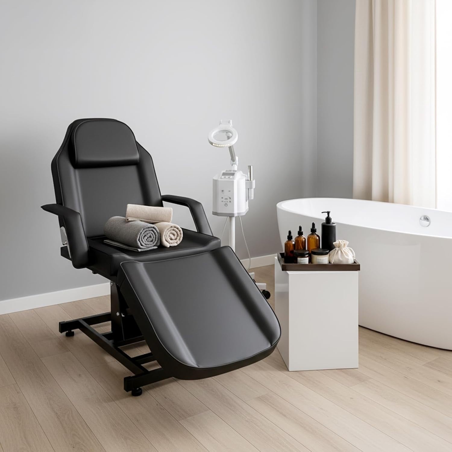 Electric Massage Table Adjustable 3-Section Beauty Spa Tattoo Bed w/ Headrest