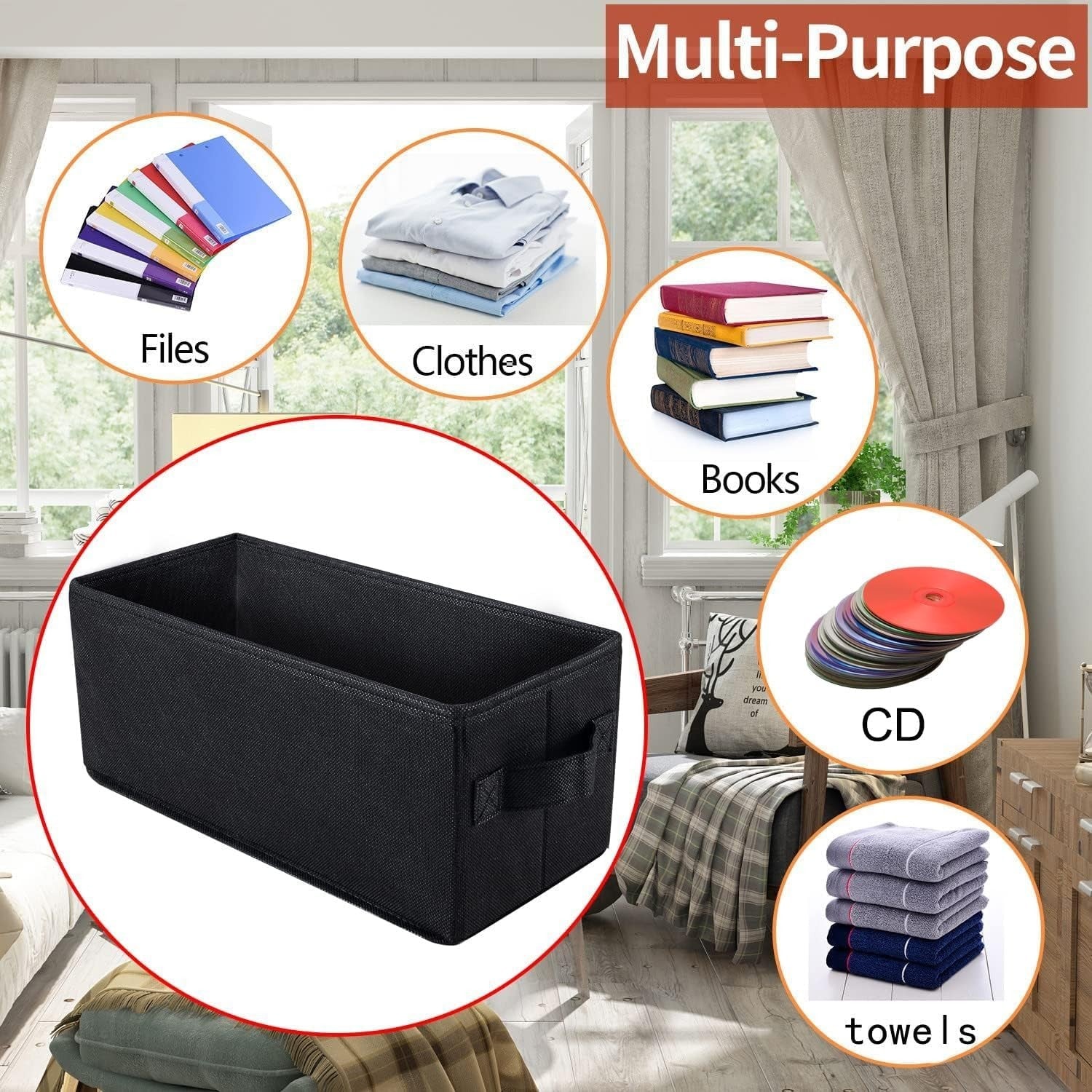 8 Pack CD DVD Storage Boxes Stackable Fabric Organizer Cases with Lids