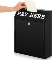 Lockable Cash Drop Box Wall Mount Donation Collection Safe Pay Here