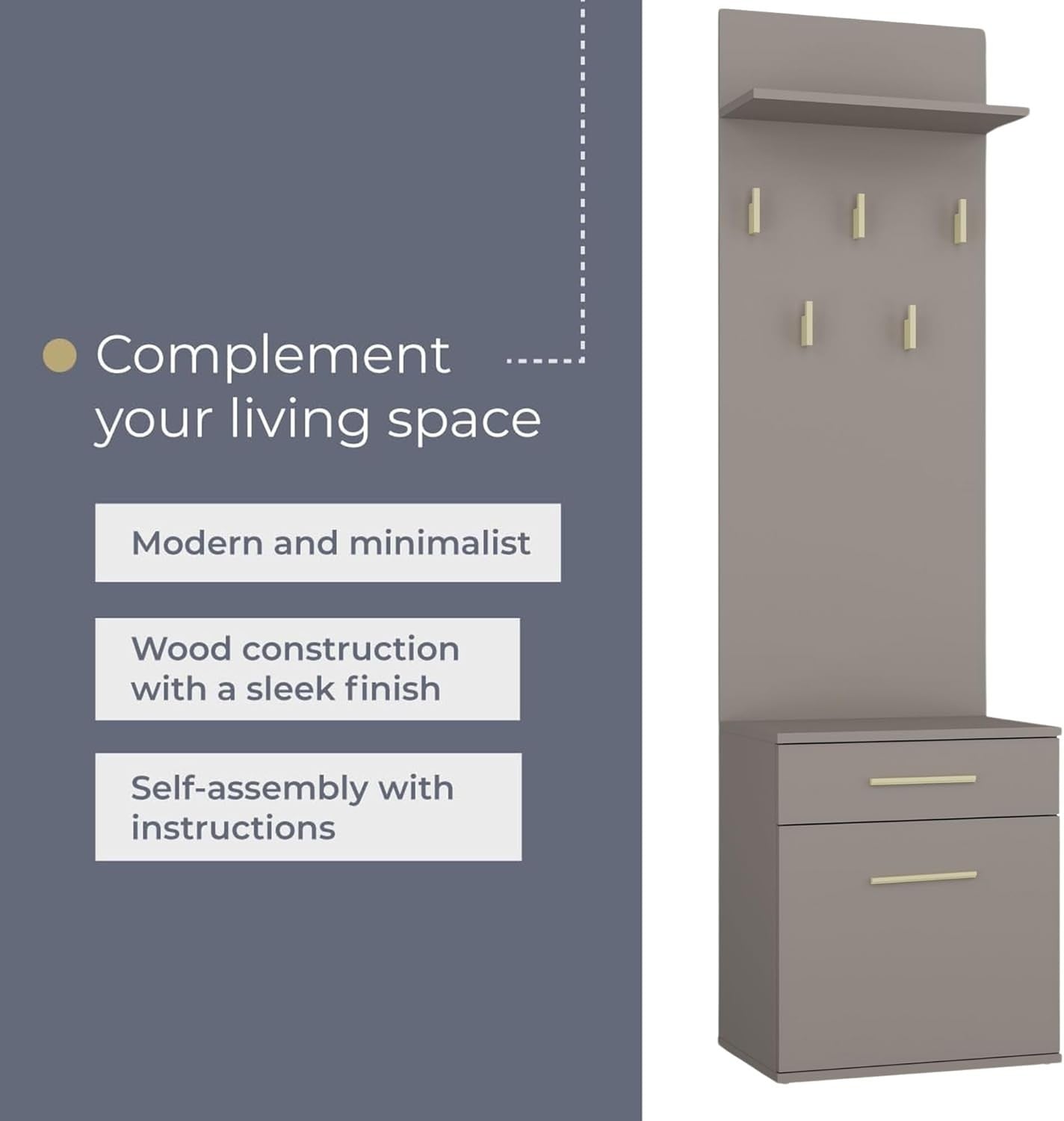 Modern Clay Double Wardrobe with Hooks, Drawers & Shoe Storage 180cm