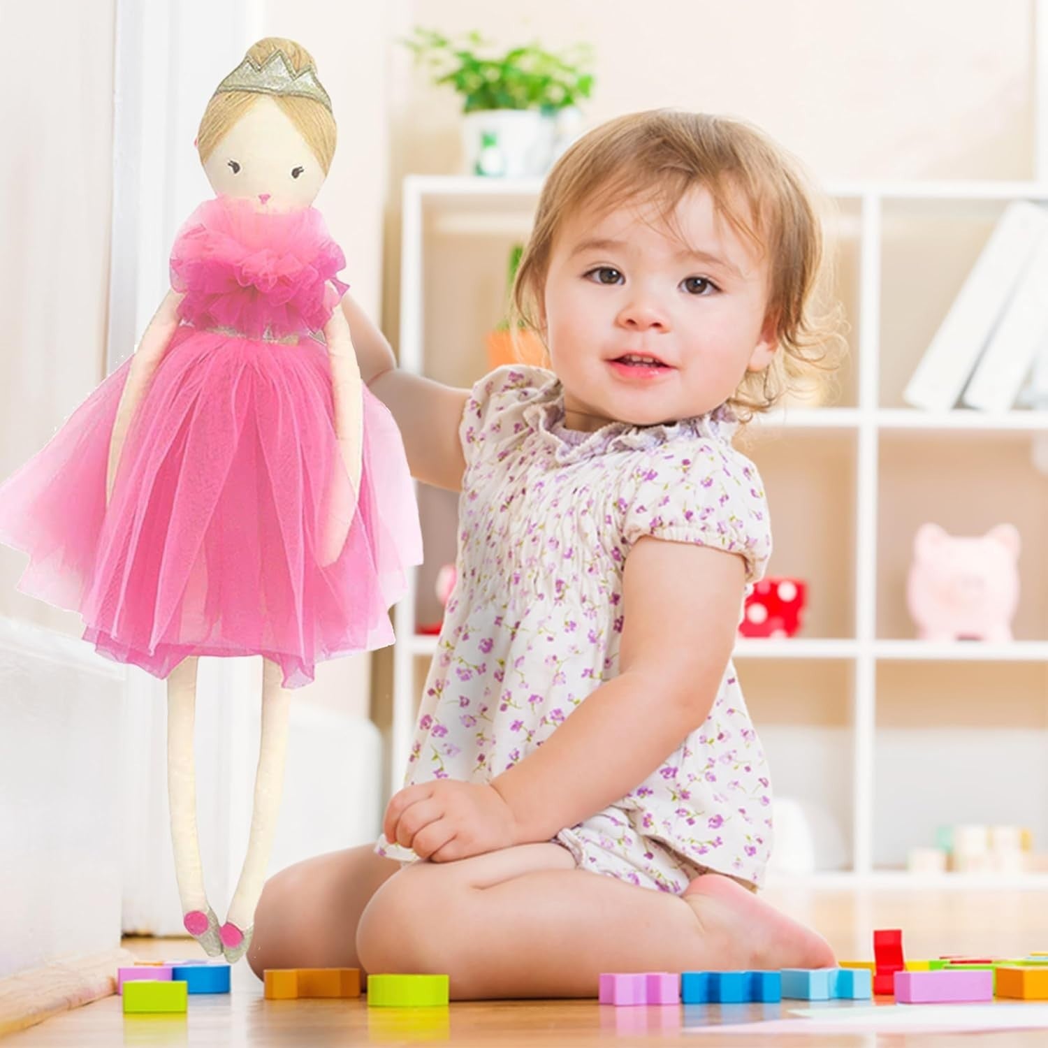 22” Plush Princess Doll Soft Tulle Dress Crown Cute Gift