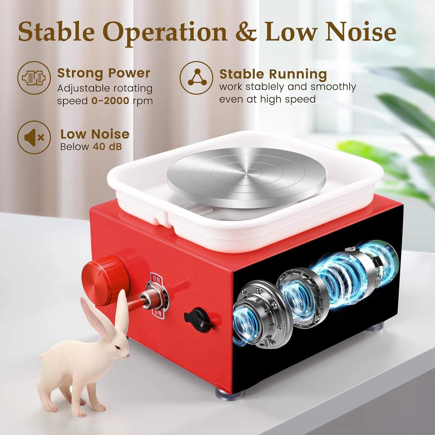 Mini Pottery Wheel Adjustable Speed Electric Ceramic Craft Kit for Beginners