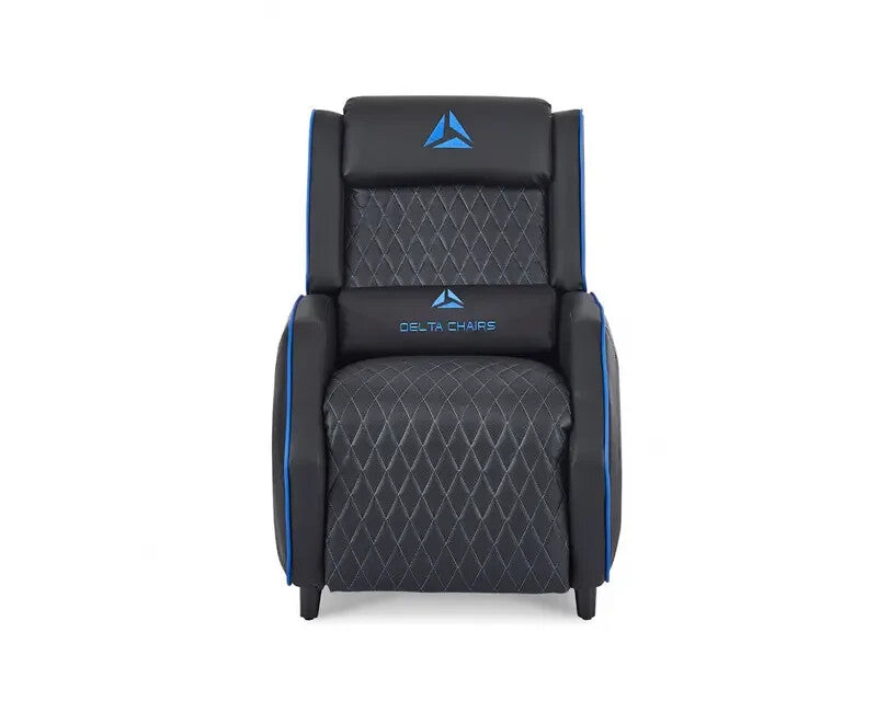 Reclining Gaming Chair Faux Leather Armchair with Footrest Black Blue