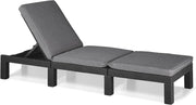 Graphite Rattan Garden Sun Lounger w/ Grey Cushions – 4 Position Recliner