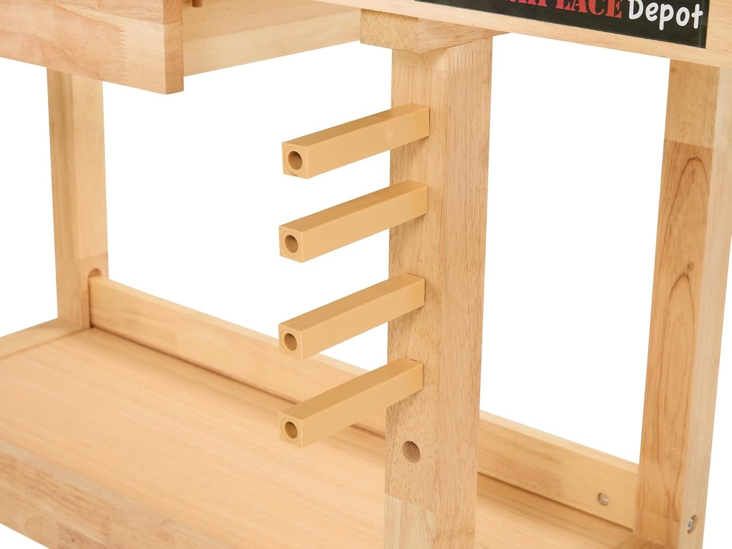 Heavy-Duty Wooden Workbench 142cm with Vices, Drawer & Storage Shelf