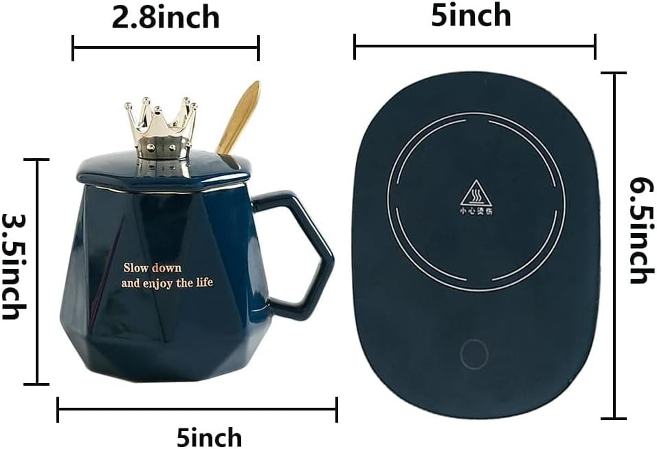 Coffee Mug Warmer with Mug Set Electric Desk White