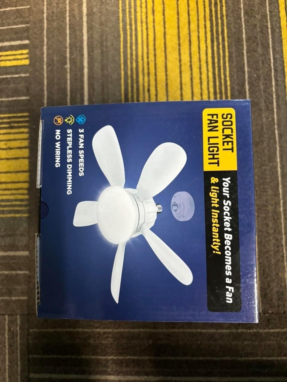 GuKKK Ceiling Fan with Light, E27 Socket, 3-Speed, Dimmable LED, White