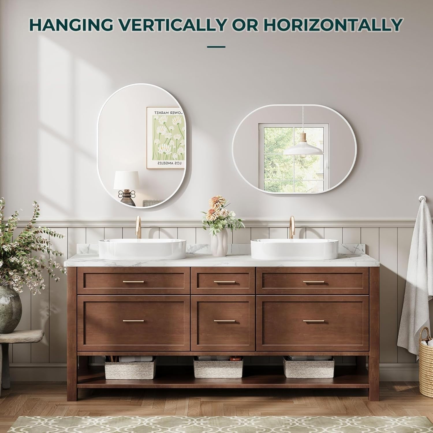 Oval Wall Mirror 50x70cm Modern Hanging Mirror for Bathroom, Hallway