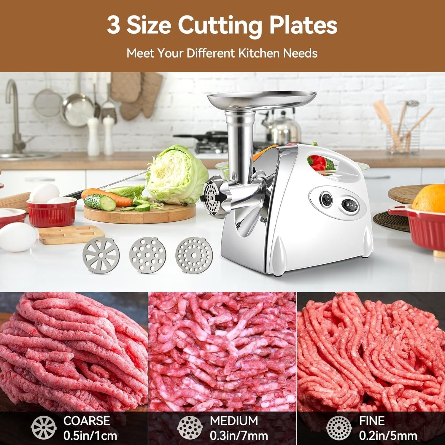 Heavy Duty Meat Mincer 2800W Sausage Maker Food Grinder 3 Steel Plates